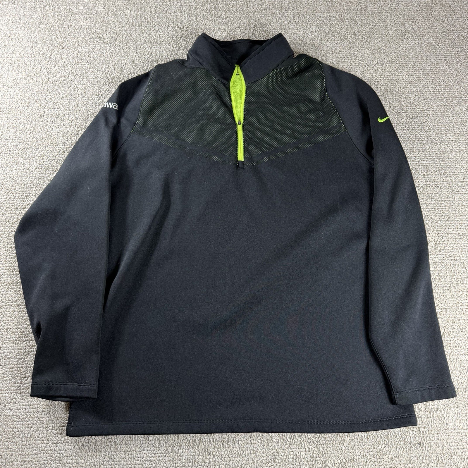 Nike Golf Dri-Fit Therma-FIT Hypervis 1/4 Zip Cover-up Black Neon Men’s Size XL