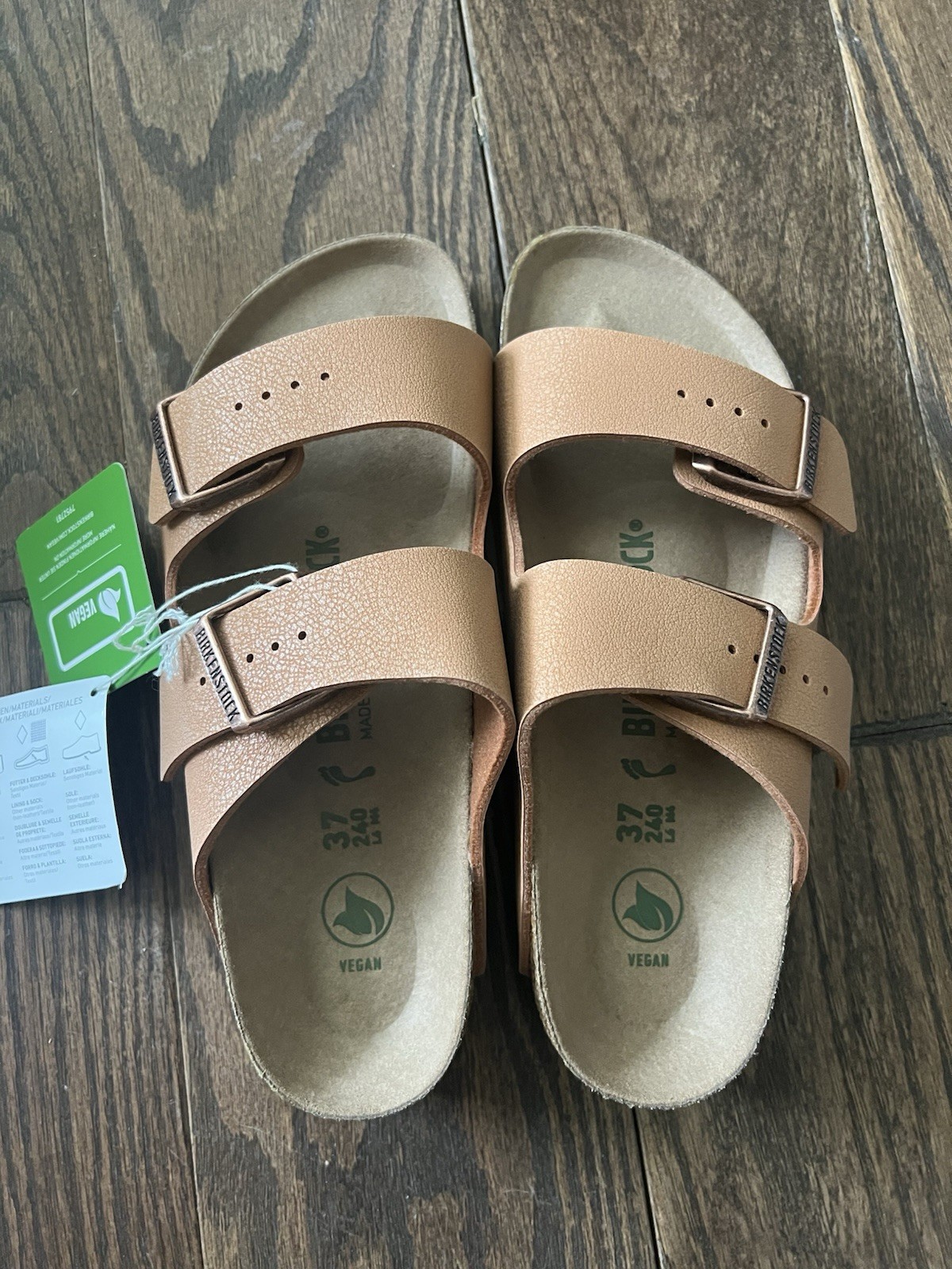 Birkenstock Arizona Vegan Birko-flor® Nubuck Women Sandals Pecan Narrow 37N EU