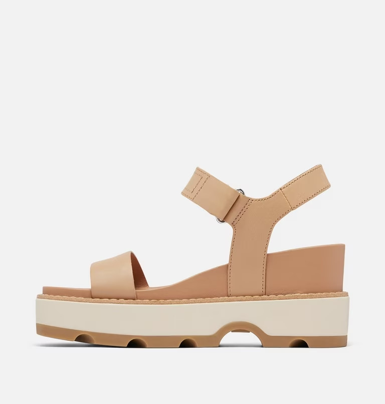 NIB SOREL Joanie IV Y-Strap Wedge Sandals, Honest Beige & Bleached Ceramic, 6M