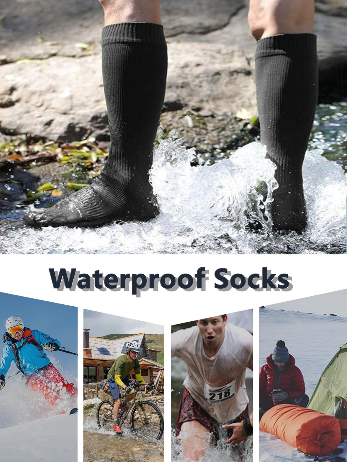 Waterproof Socks Hiking Gear Wading All-Weather Outdoor Sports Fishing Skiing…