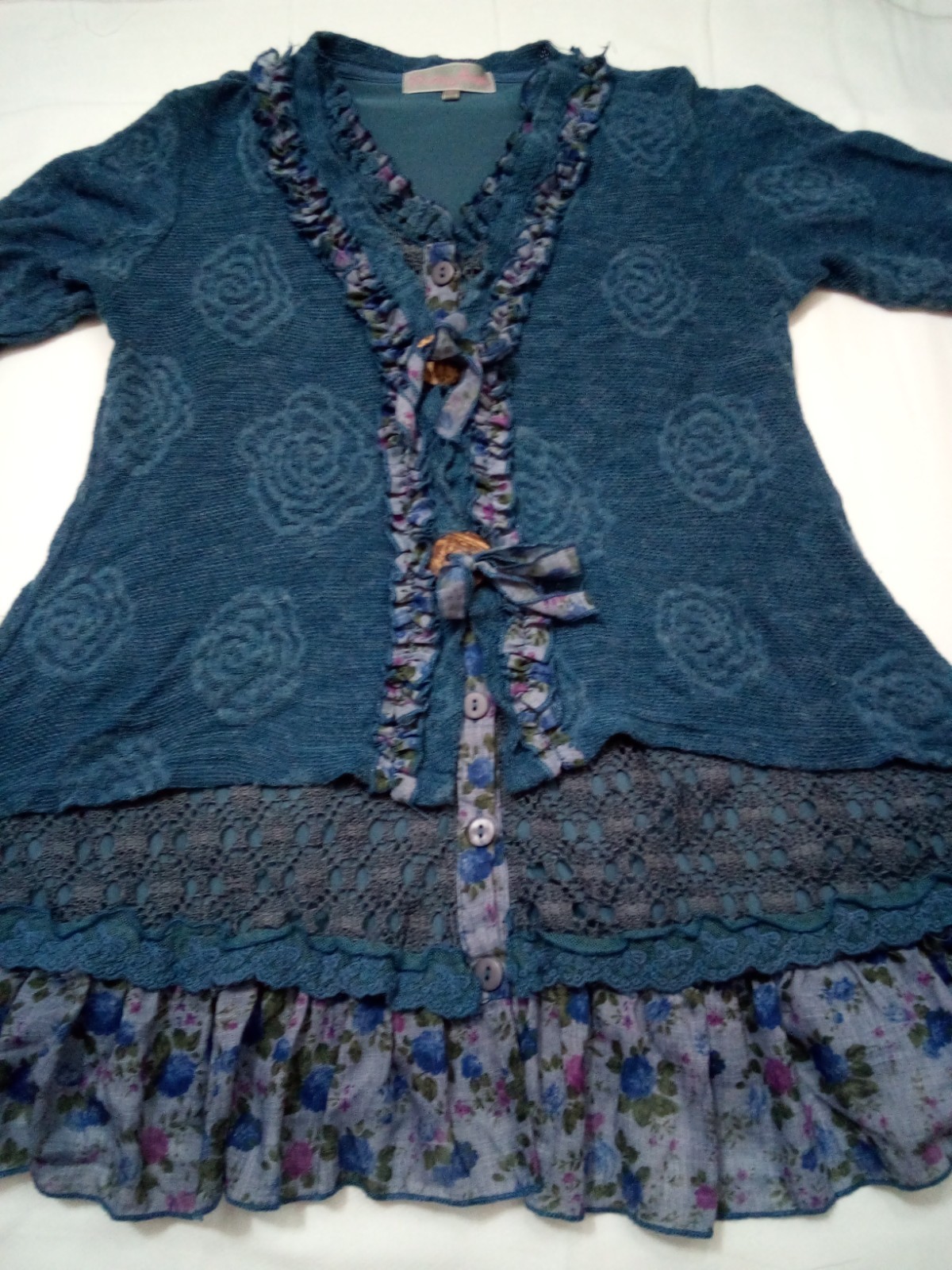 Pretty Angel Cardigan Sweater Womens S Blue Whimsigoth Dark Fairy Grunge