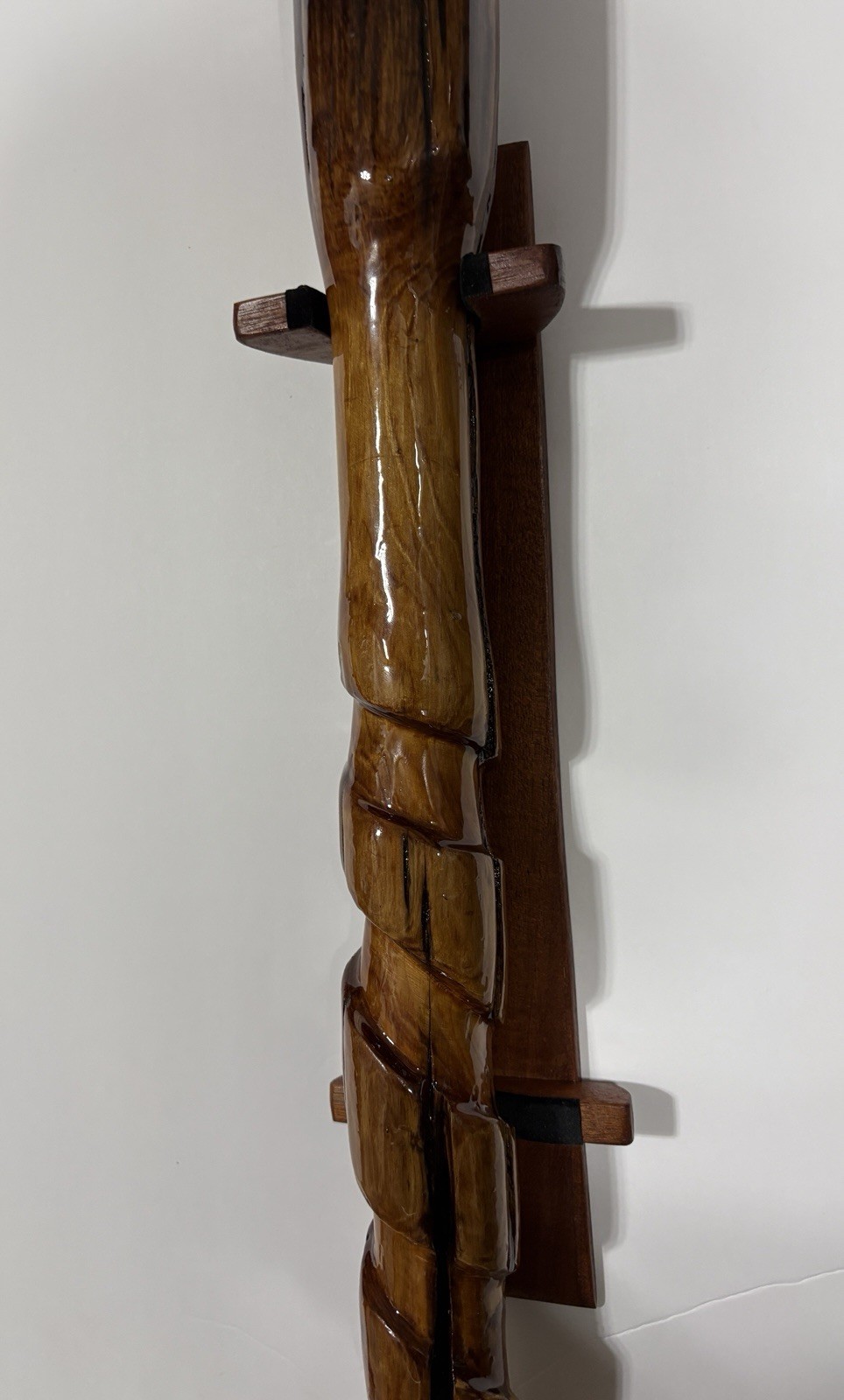 59” Hiking Staff Walking Stick W/stand Hand Carved Juniper From Gulf Coast River