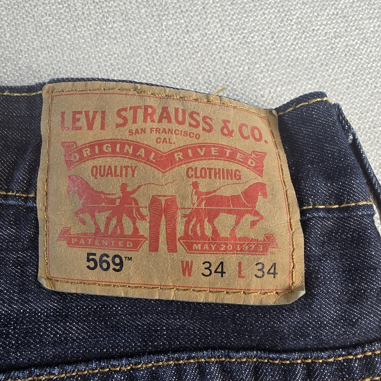 Levi’s 569 Loose Straight Men’s Jeans Dark Indigo Wash Blue Denim 34×34