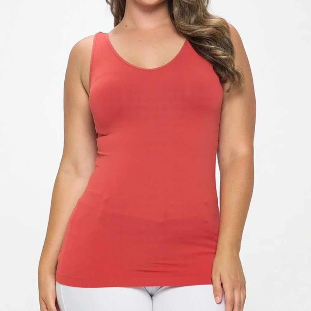 Plus Yelete Burnt Sienna V or U Neckline Reversible Seamless Tank