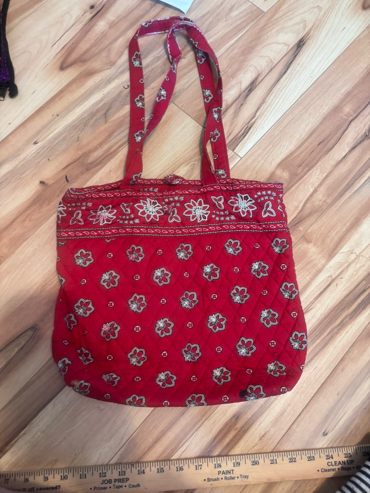Vera Bradley Tote in Red Bandana Vintage 12.5×13.5” Shoulder Bag Purse