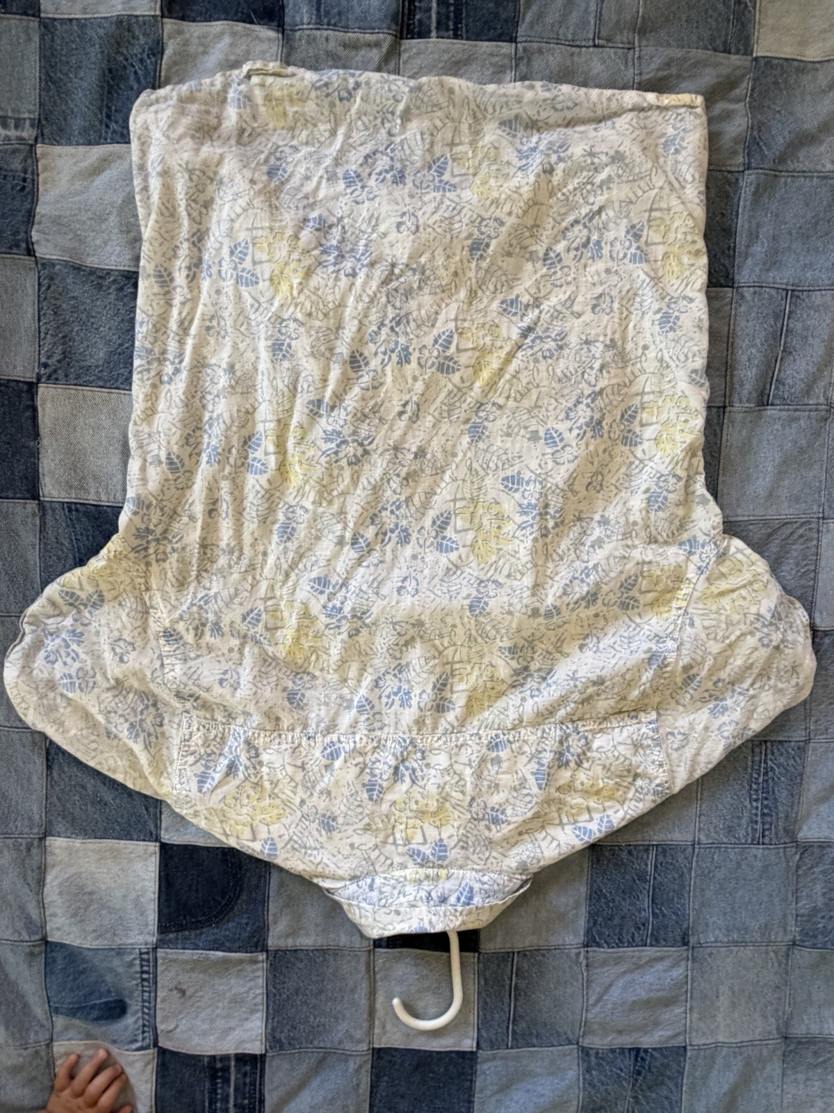 Free People men’s S Cotton Woven White/Blue Floral