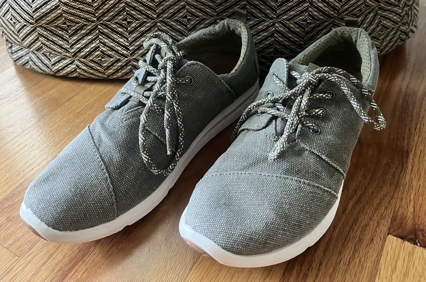 TOMS Del Rey Casual Womens Olive Green Denim Twill Lace Up Shoes US Size 8