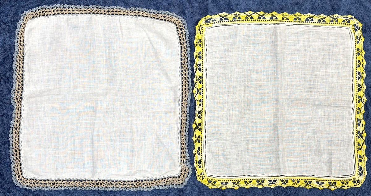 16 Crochet Tatted Lace Trim Hankies Vintage Lot Variety