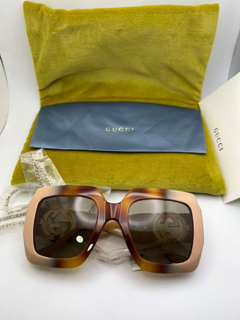 Gucci GG1022S Tortoise Blush Composites Oversized Sunglasses