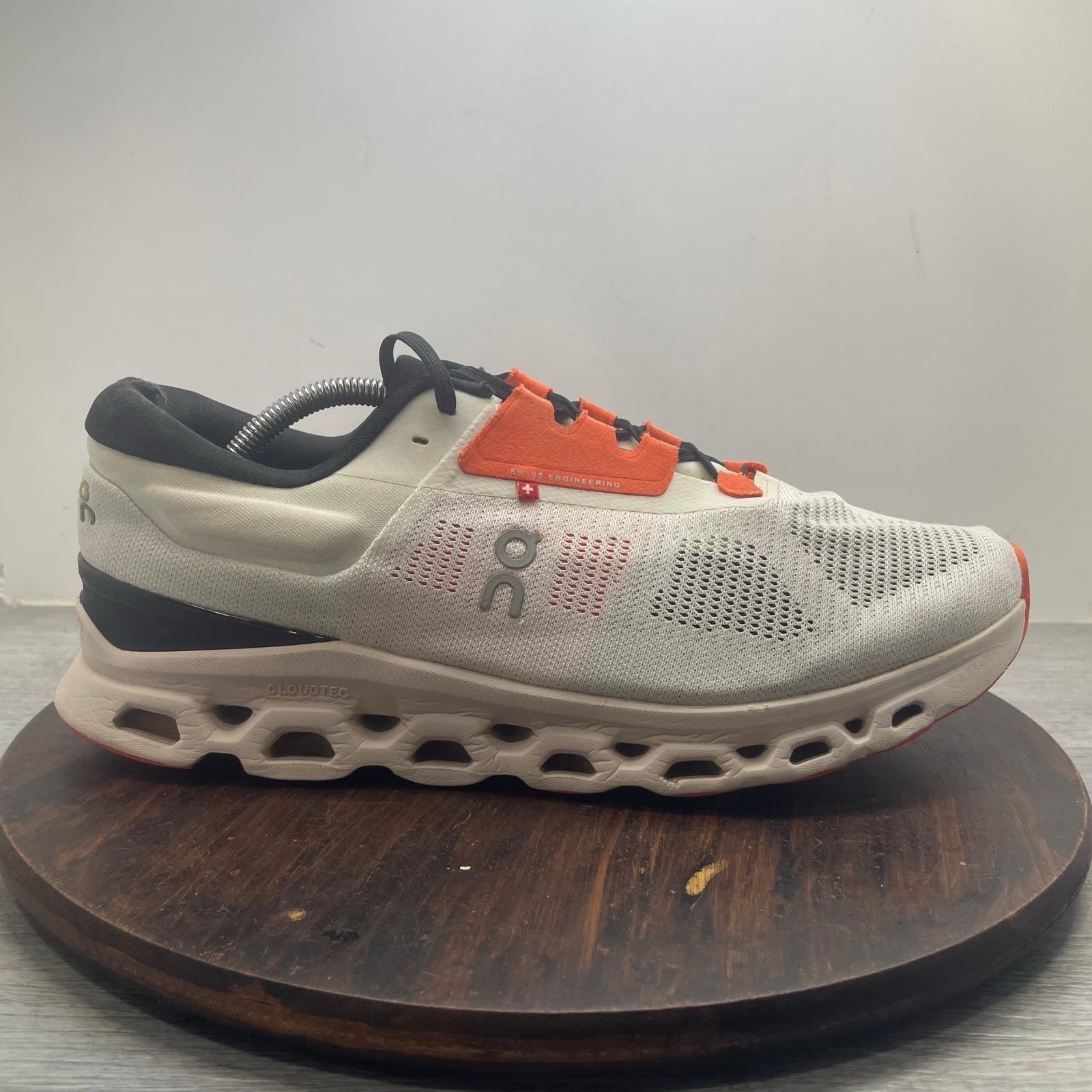 On Cloudstratus 3 Mens Size 11.5 White Orange Athletic Running Shoes Sneakers