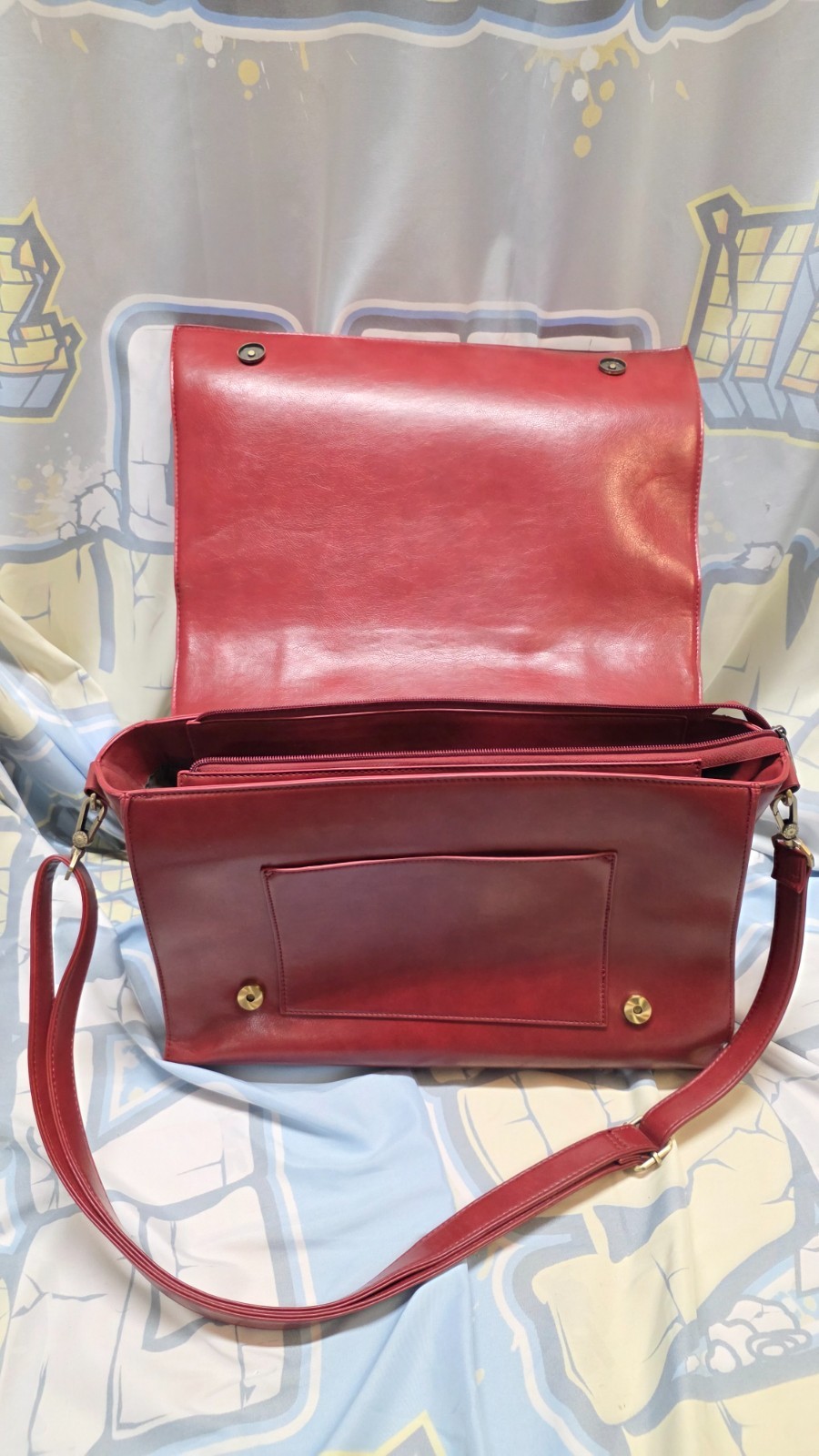 ECOSUSI Vegan Leather Laptop Bag Briefcase Crossbody Messenger Bag Red