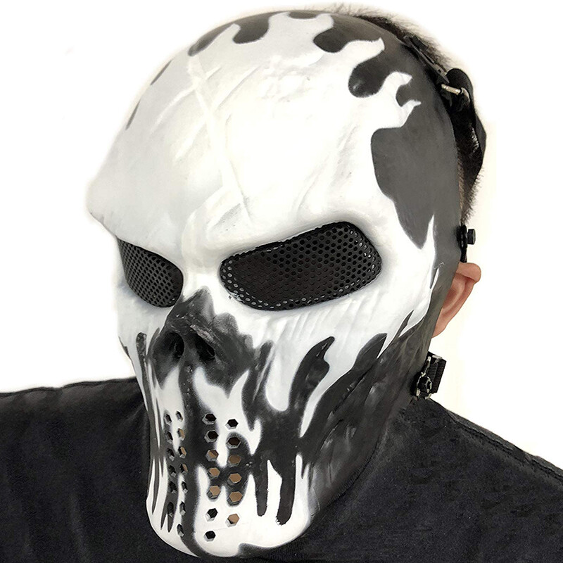 Halloween Full Face Mask Skull Masks with Metal Mesh for Cosplay Costume Party