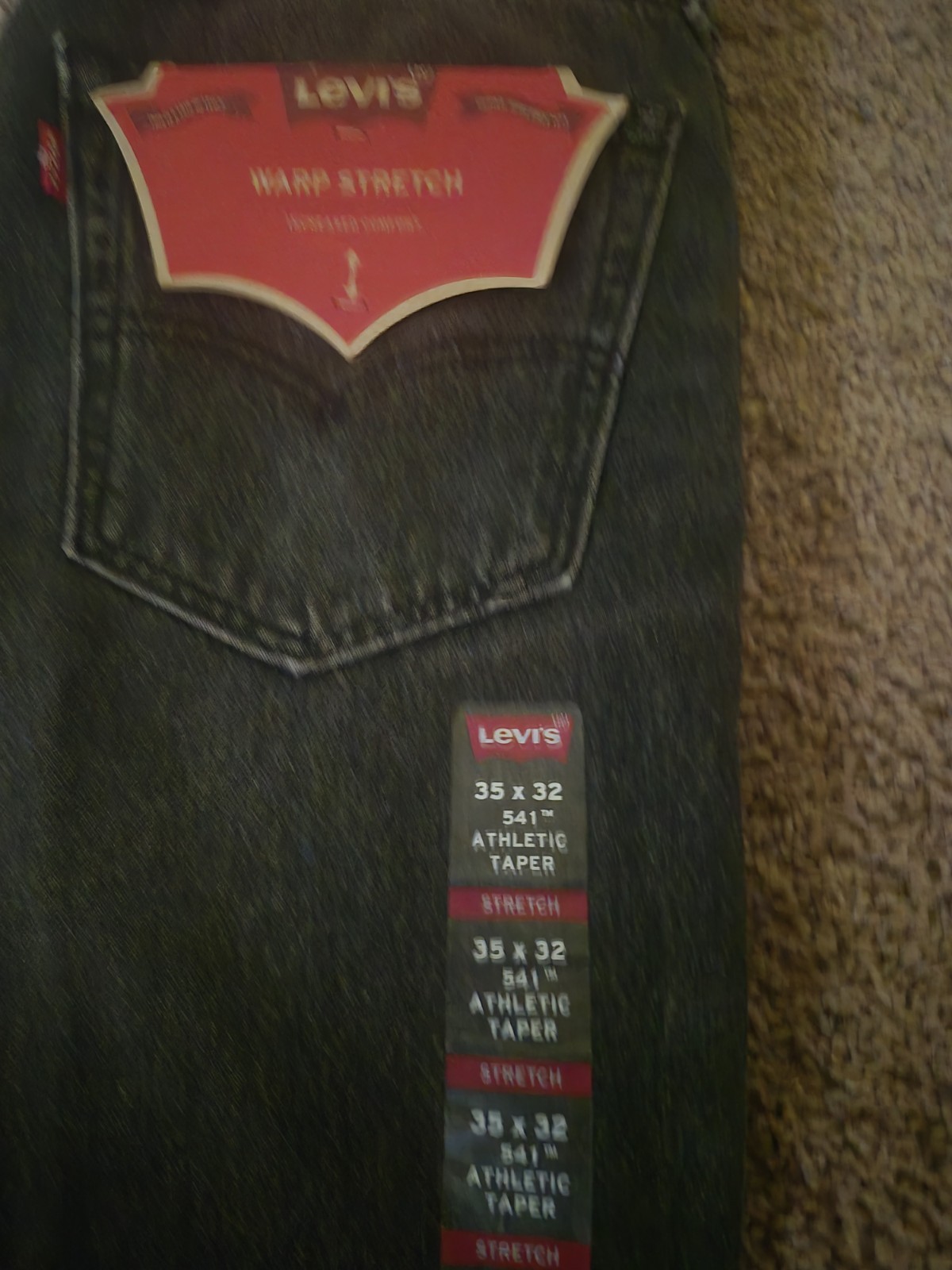 Levi’s Warp Stretch Black Denim Jeans Athletic Fit Tapered Mid Rise 5-Pocket