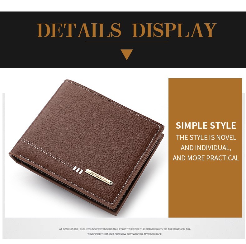 Men’s Leather Fashion Bifold Wallet Multi Card Slots Cash ID Holder Brown Black