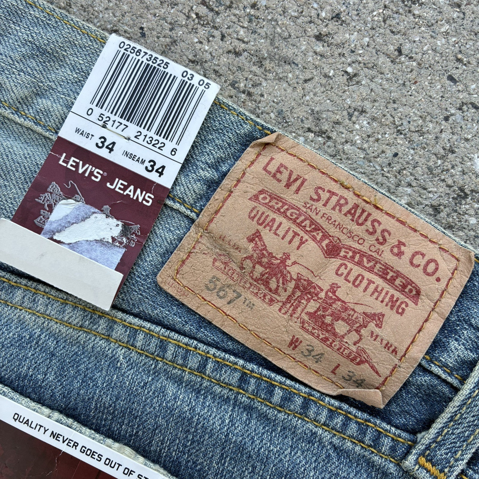 VTG Levi’s 567 Loose Boot Cut Blue Jeans Men’s 34X34 DEADSTOCK NWT