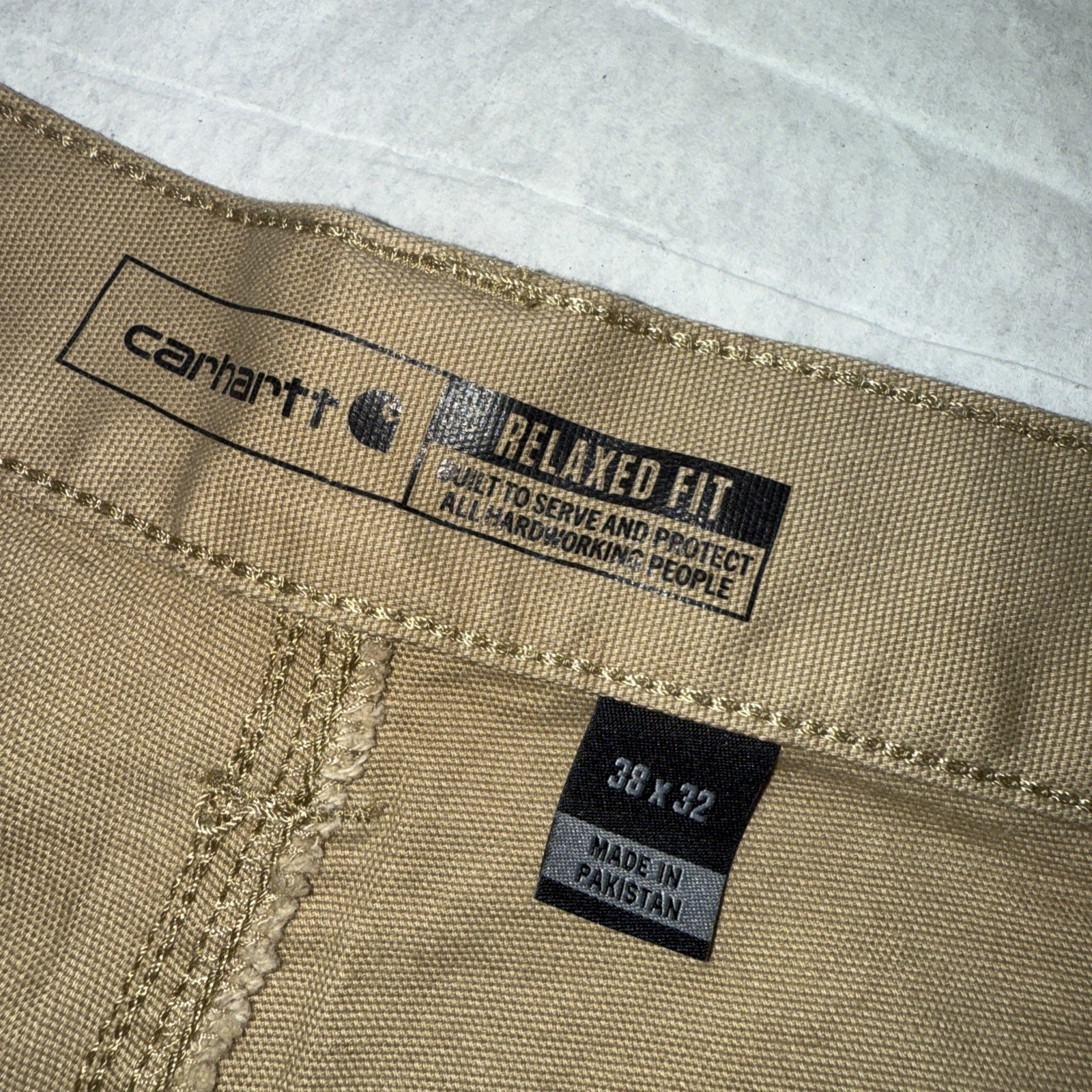 Carhartt Rugged Flex Relaxed Fit Canvas Tan Work Pant 38×32 (38×31 fit) BN2291-M