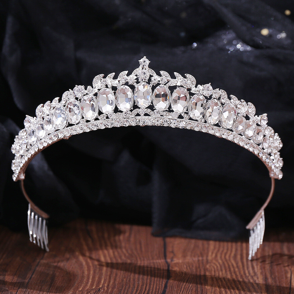 4cm Tall Crystal Wedding Queen Princess Prom Tiara Crown For Women 5 Colours