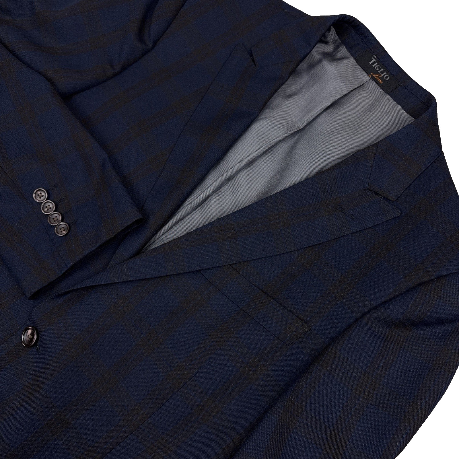 Tiglio Luxe Men’s Blazer Sport Coat Blue Plaid Wool Size 42R Lanificio Di Biella