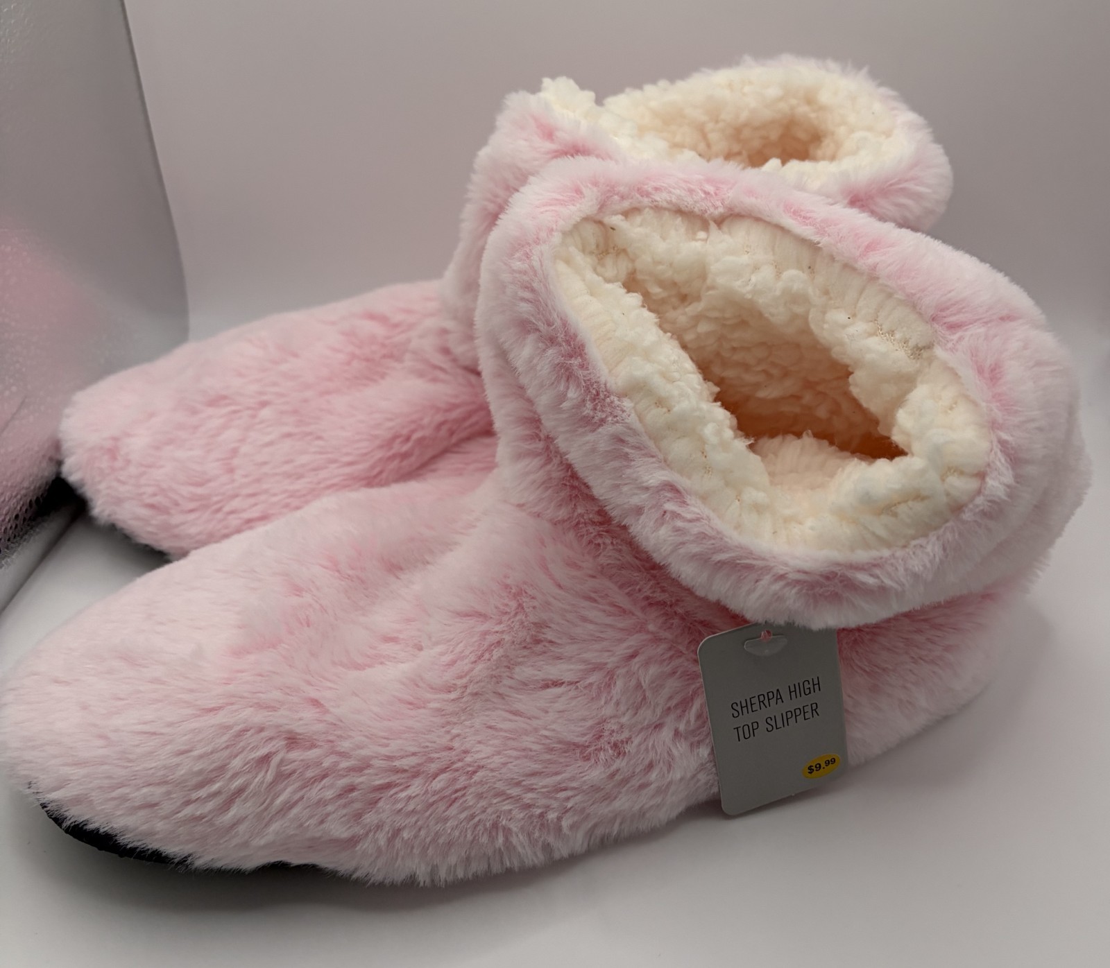 Sherpa High Top Pink Bootie Slipper Super Soft One Size Fit Most