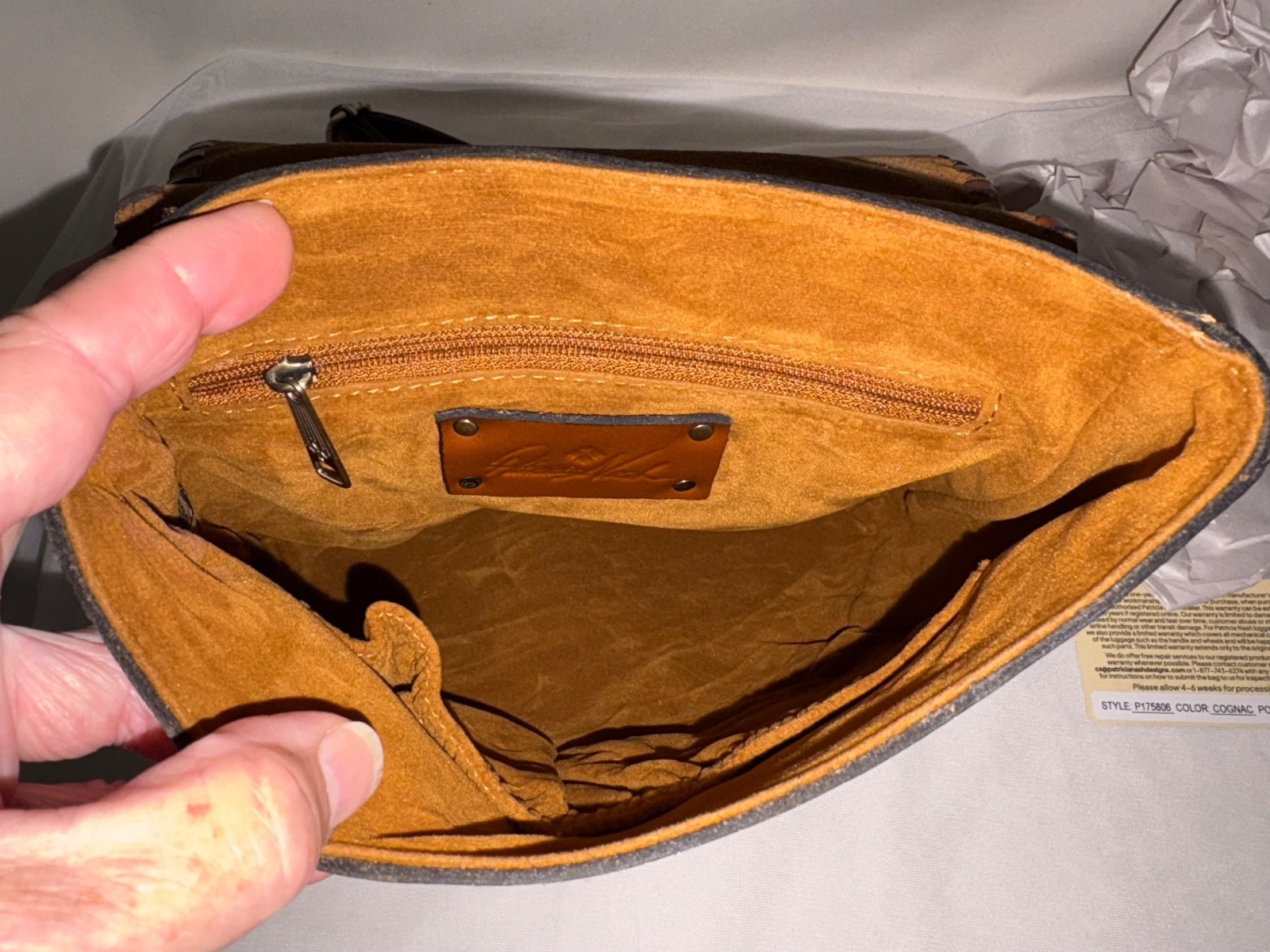 Patricia Nash Leather Backpack KIMINA Cognac Whip Stitching Flap Top Handle NWT