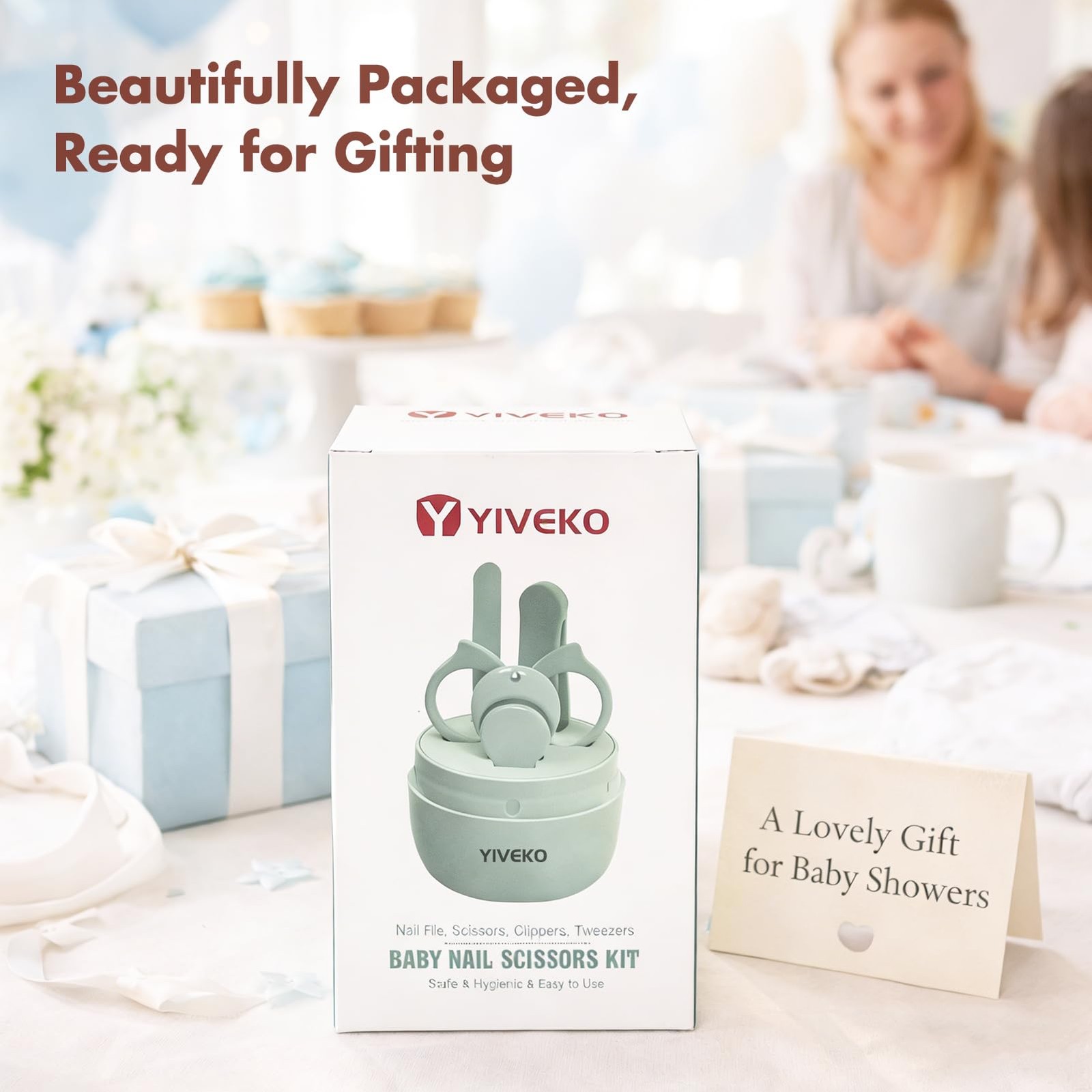 YIVEKO Baby Nail Kit, 4-in-1 Care Set with Cute 4 Piece Set, Green