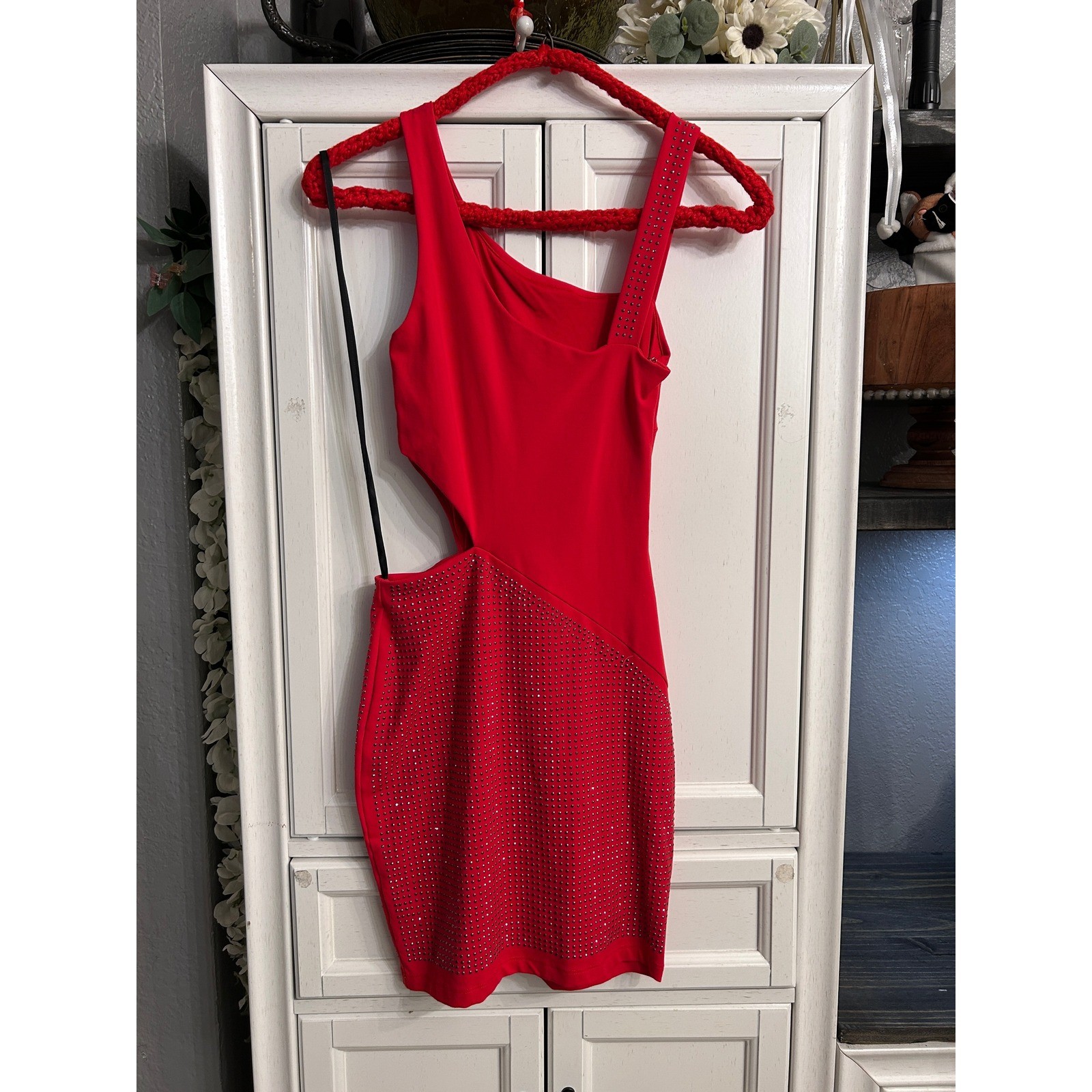 Bebe Red Fitted Mini Dress Bodycon xxsmall Sexy Party Clubbing