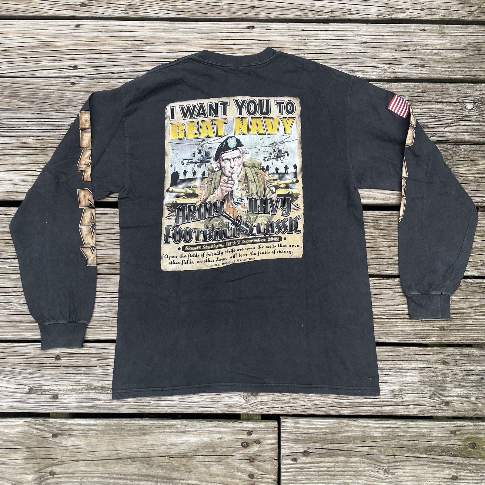 Vintage 90s Double Sided Army Vs. Navy Longsleeve T-Shirt Football NCAA Size L