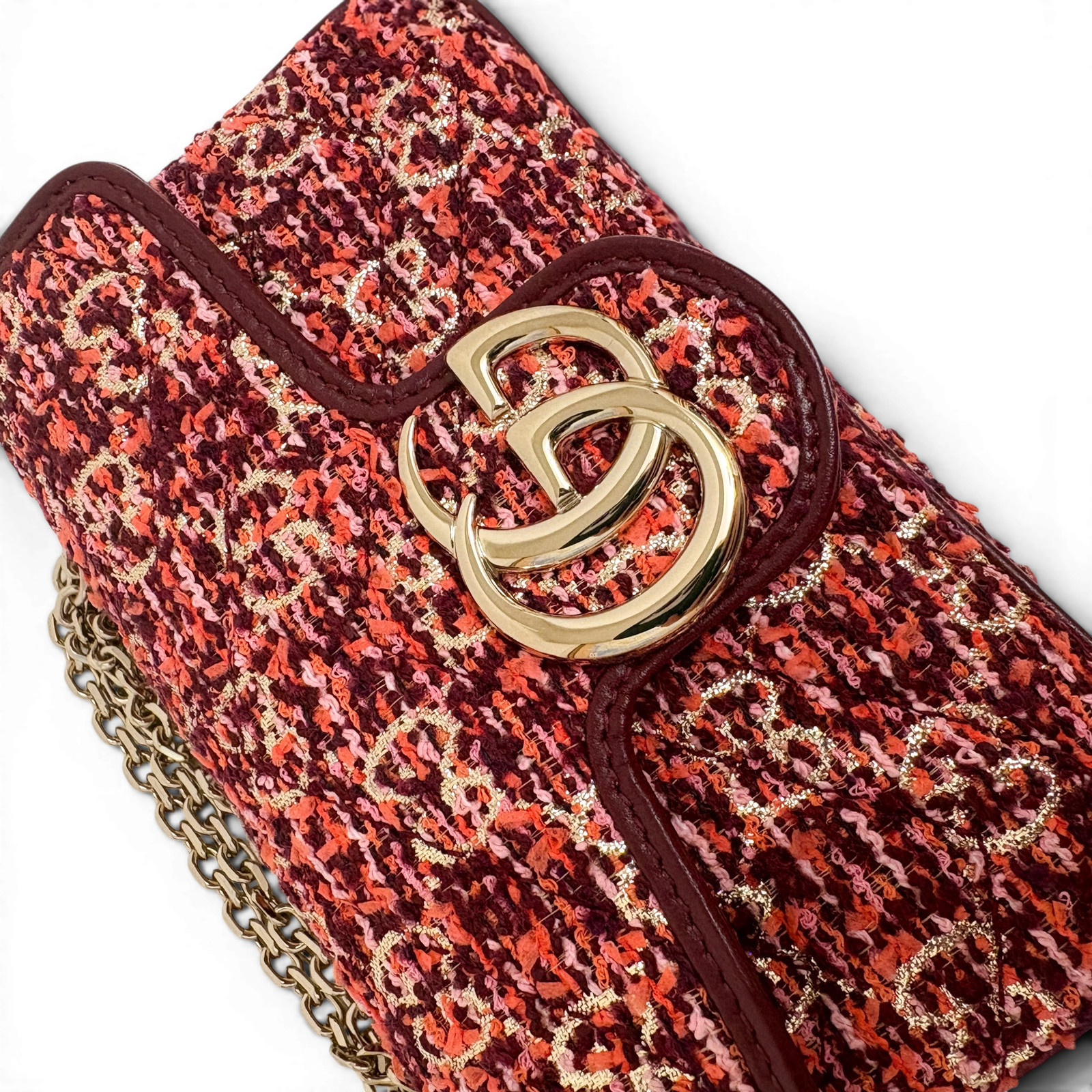 GUCCI GG Marmont Mini tweed Shoulder Bag Multicolor
