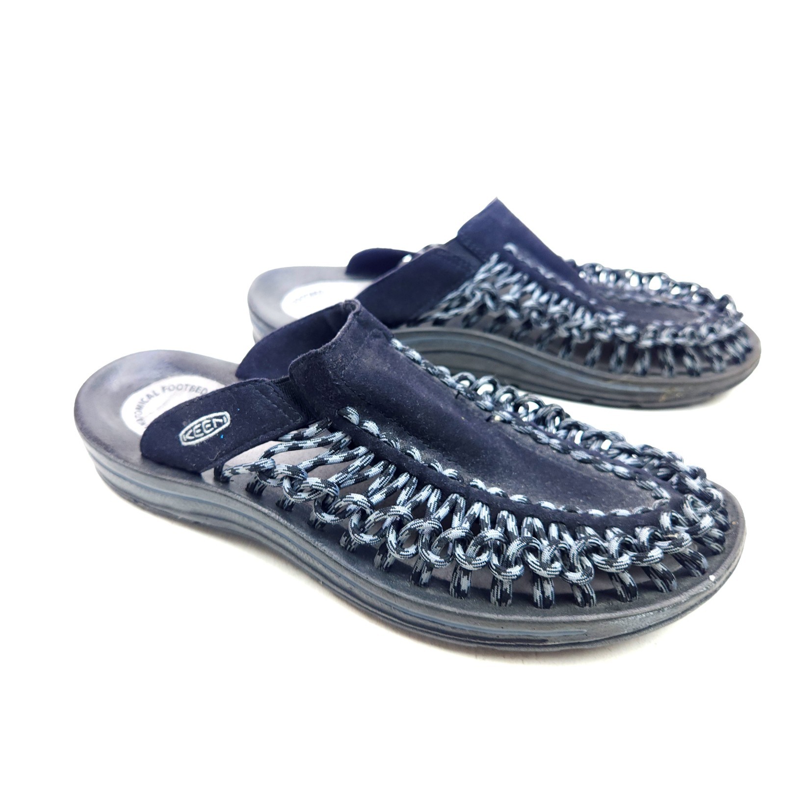 Keen Uneek Slide Slip On Mule Sandals Black Gray Rope Cord Men’s Size 8.5