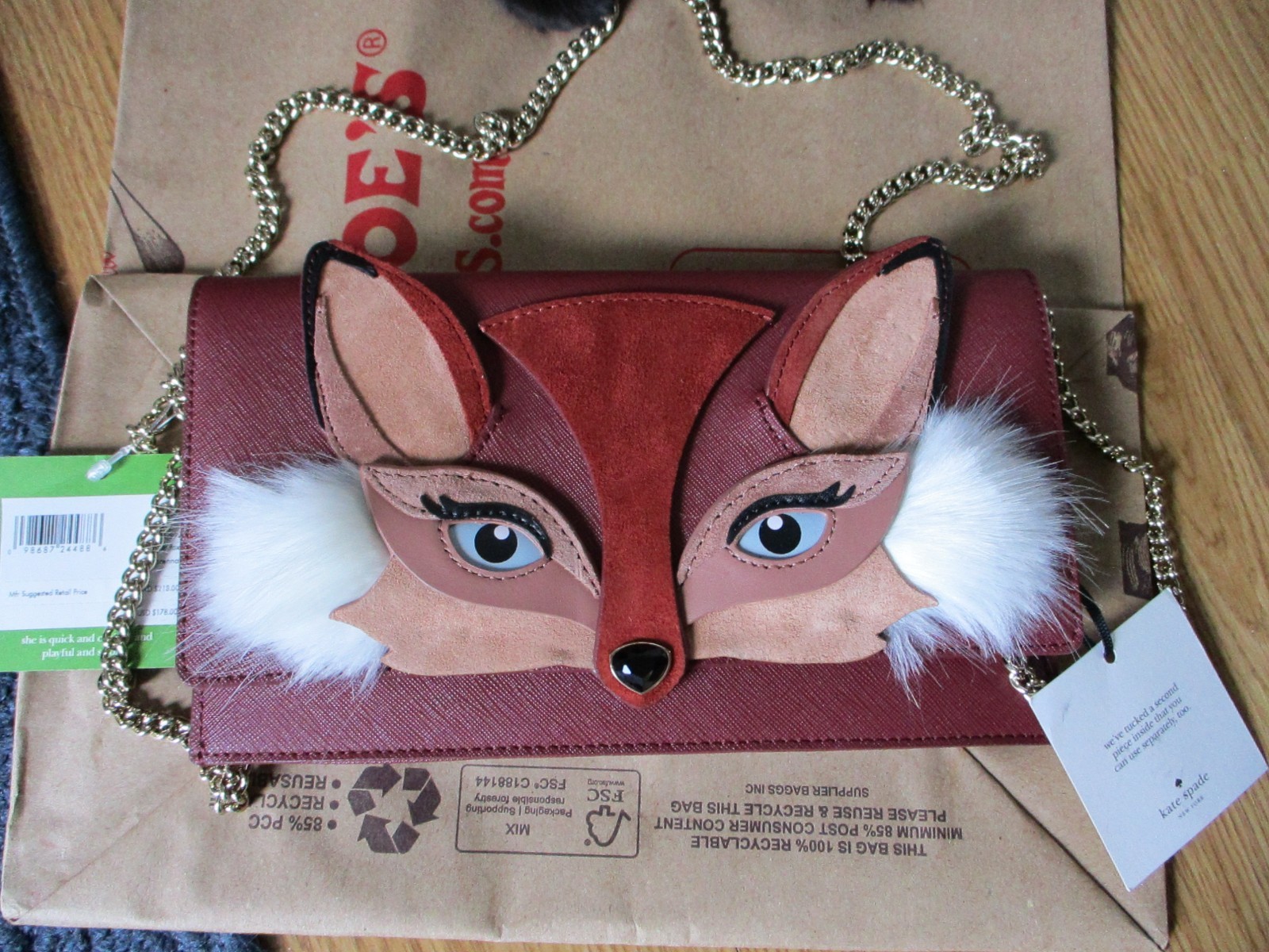 Kate Spade So Foxy Fox Brennan Leather Crossbody Clutch Rare Limited Novelty Bag