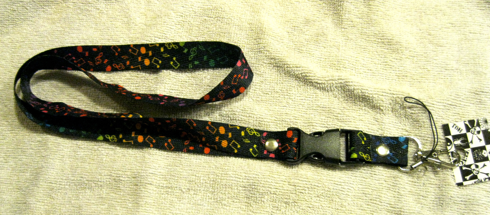 Multi Color Musical Notes on Black Lanyard 15″ Lanyard- Brand New with Tags!!!