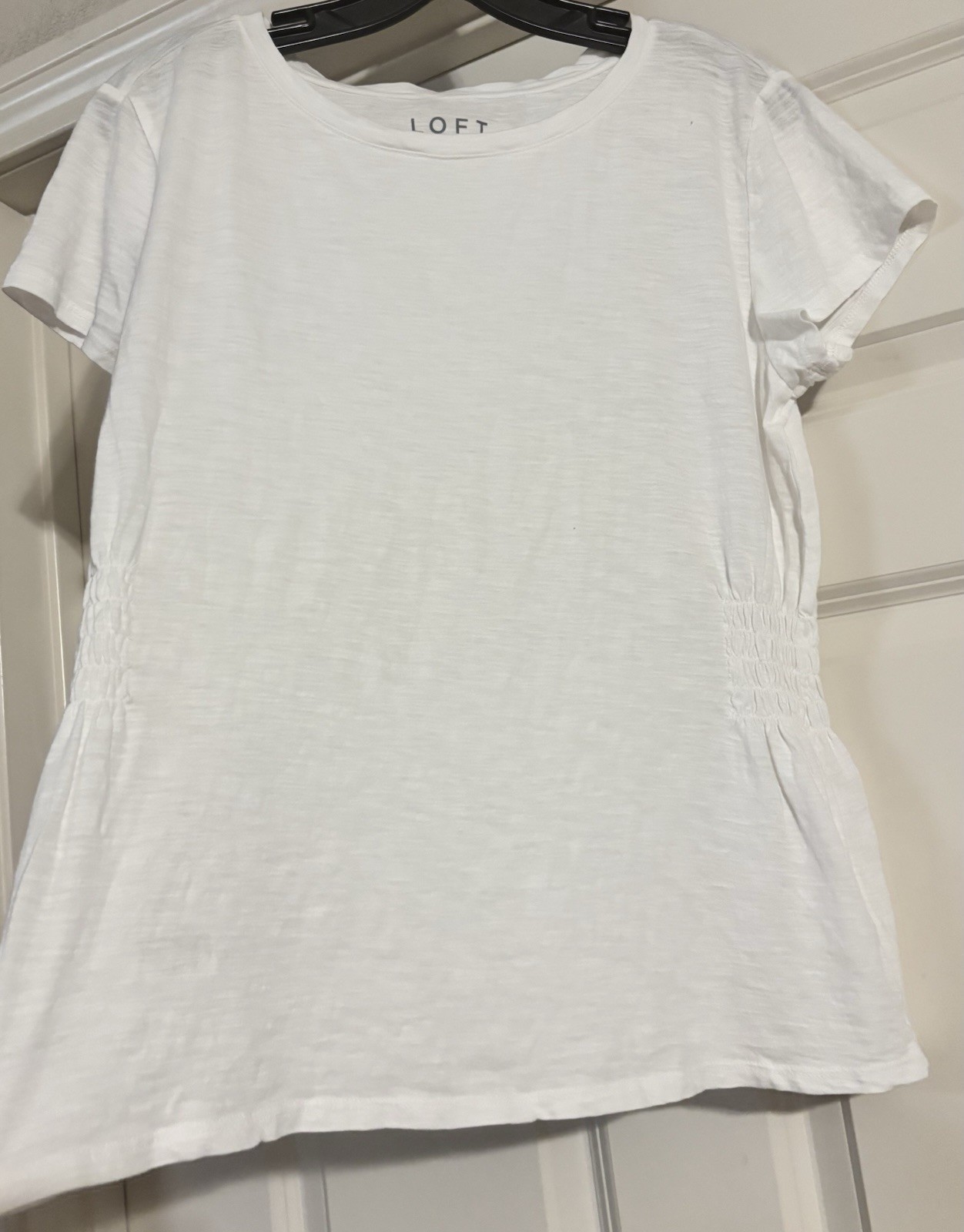 NWT LOFT Scandi Minimal Old Money Shirred Sides Fitted Quiet Luxury Size M
