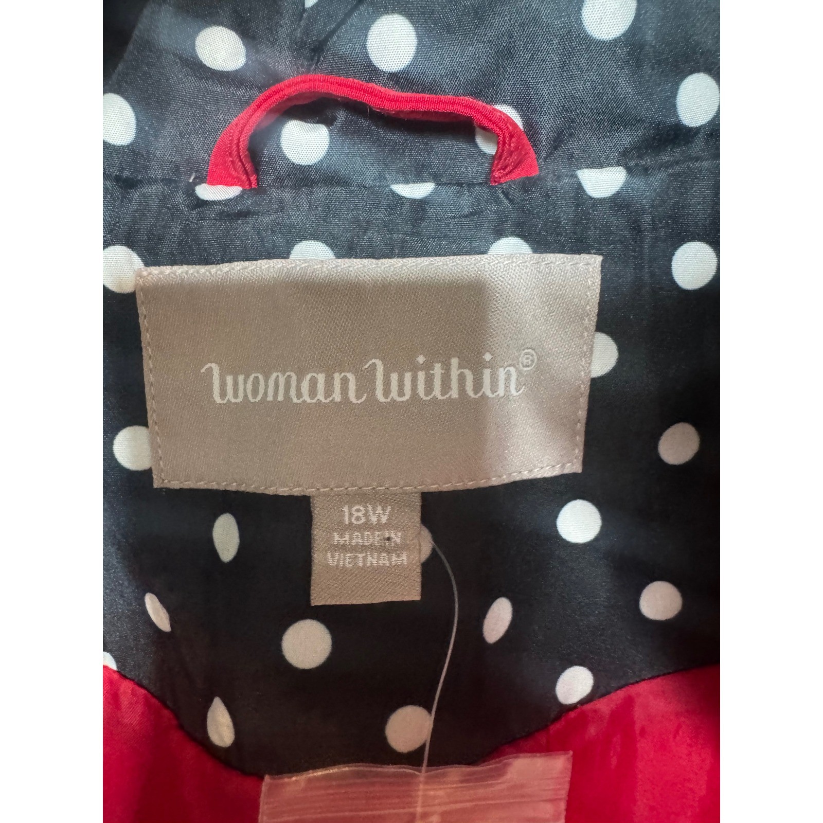 Rain Jacket Woman Within Red Hooded Polka Dot Lining Windbreaker