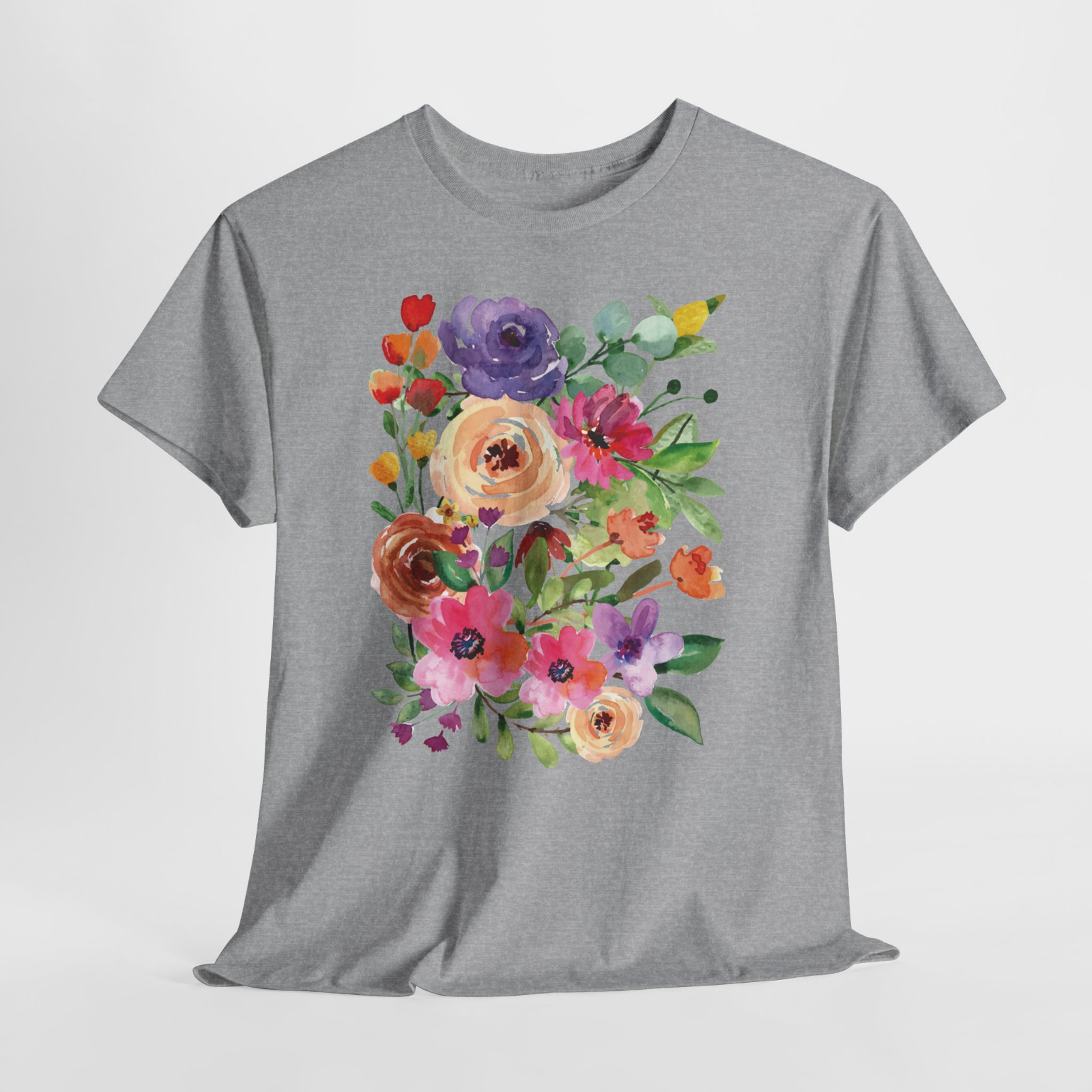 Rose Floral Bouquet Beautiful Pink Graphic T Shirt Tee Top S-XL Plus 2X 3X 4X 5X
