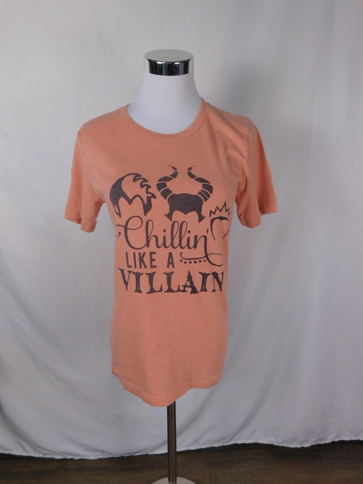 Bella Canvas Shirt Womens Small Peach Chillin Like A Villain Disney Villains Tee