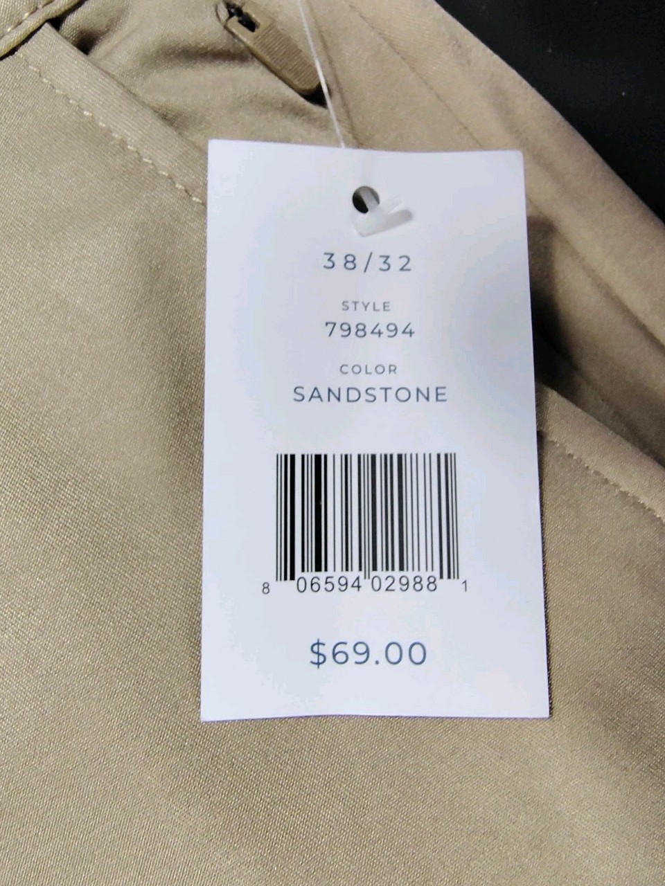 MARC ASHER-NWT-Men’s Sandstone Straight Fit Flat Front Chino Pants-Size 38W/32L
