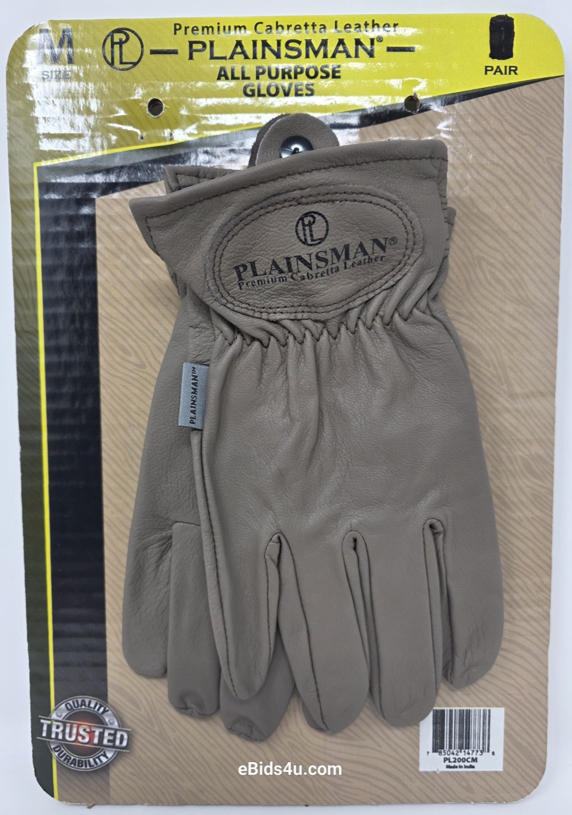 ONE (1) Plainsman Premium Cabretta MEDIUM Leather Work Gloves Brown/Tan LOOSE