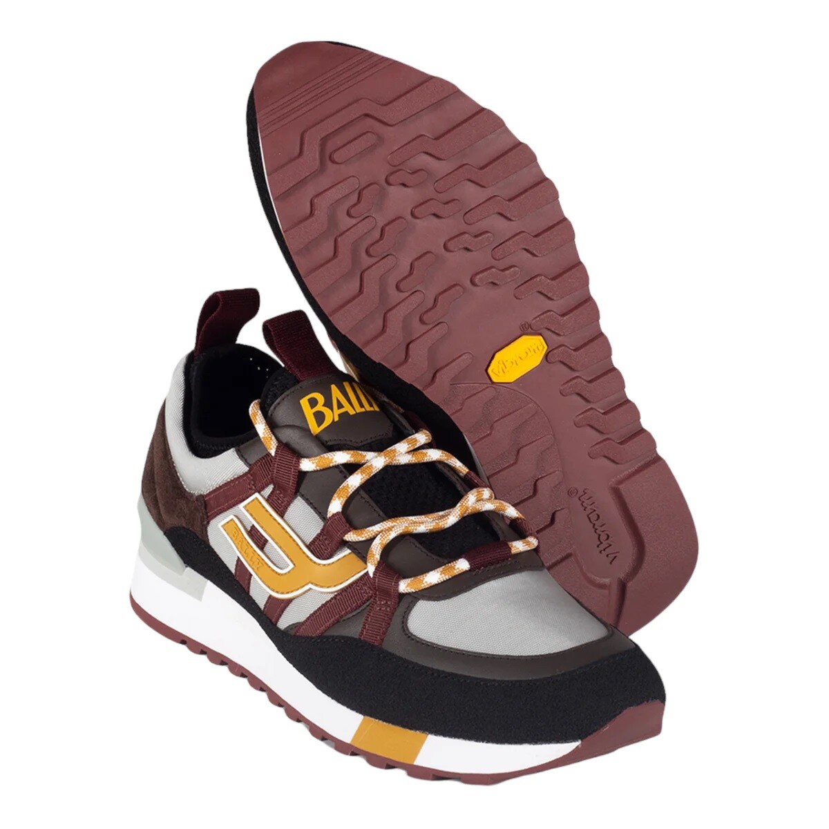 Bally Glick 6300602 Men’s Black and Bruno Synthetic Rubber Sneakers MSRP $560