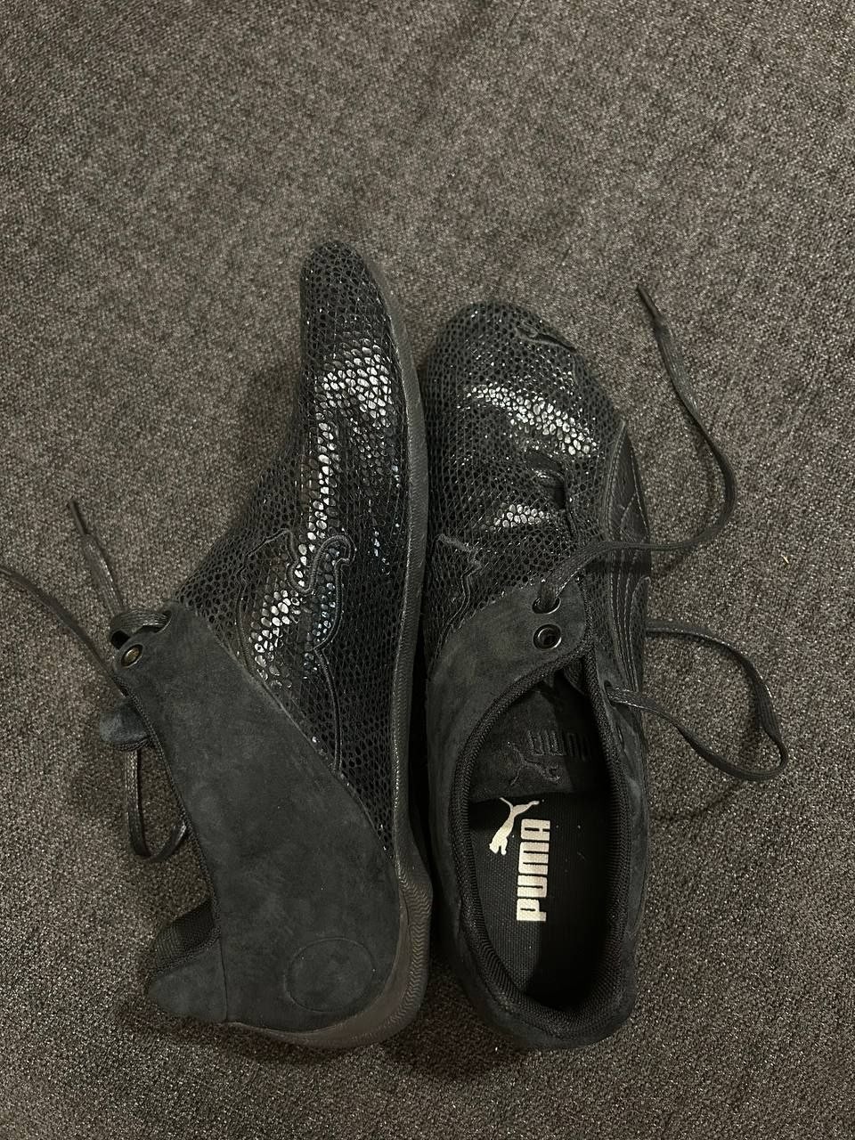 Vintage Puma Future Cat Low Black Reptile Skin Suede Sneakers Size 10.5