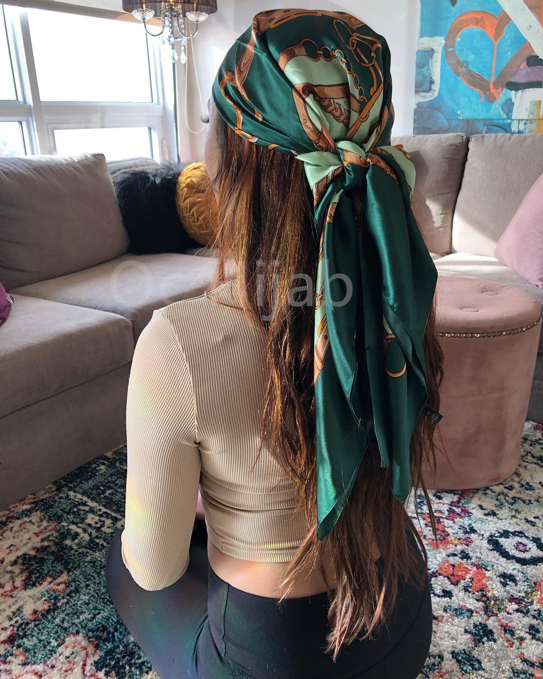 90cm*90cm Multi-functional Scarf Made of Artificial Silk Satin in Color