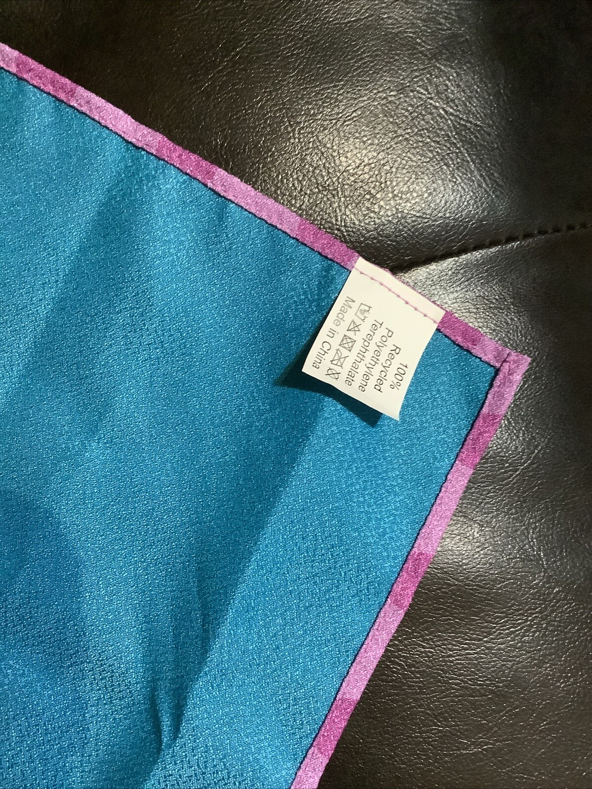 Tatcha 21in. X 21in. Reversible Scarf Purple Pattern/Blue ~ Logo