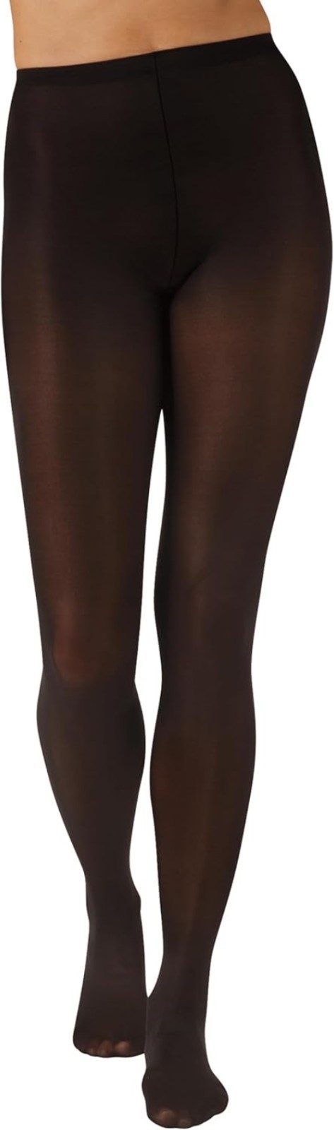 Elevate Your Style with Women’s Black Opaque Tights – Sheer Toe, Small Fit