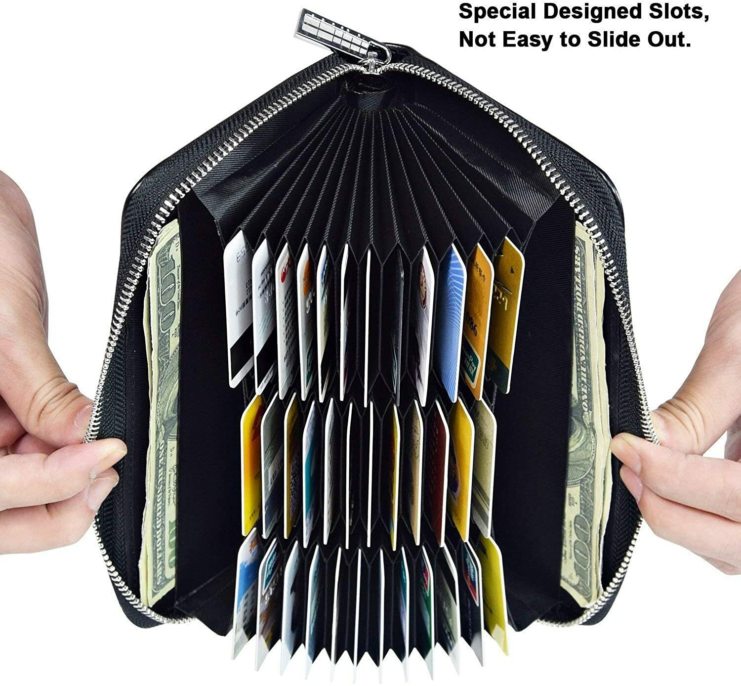Large Capacity Credit Card Wallet Leather Secure RFID Wallet for Women 36 Slots