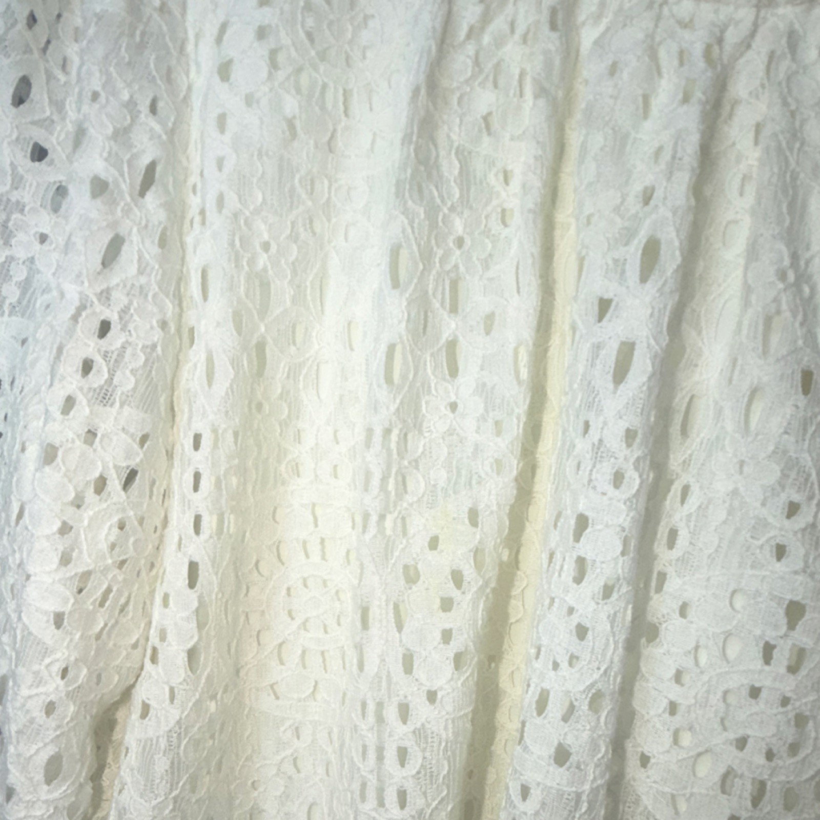 LC Lauren Conrad Women’s White Solid Lace V-Neck Tie Peasant Blouse L