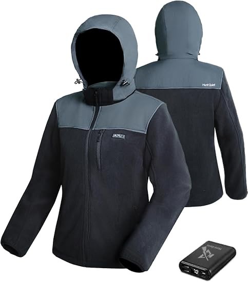 Women’s Heated Jacket Fleece w/ Power Bank Rechargeable Coat for Hunting Medium