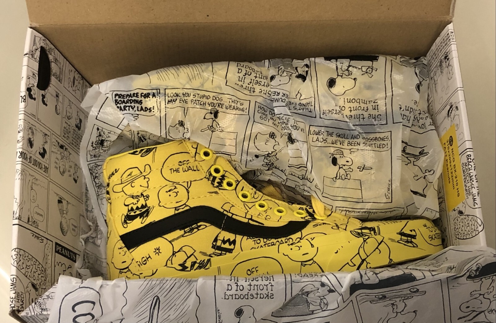 Vans X Peanuts SK8-Hi Charlie Brown Yellow/Black Mn’s 5.5 Wn’s 7 Limited Edition