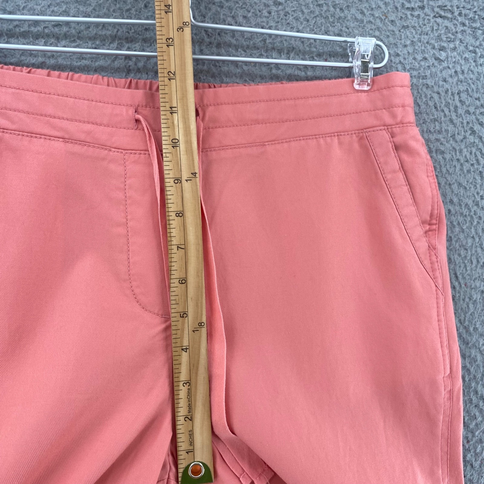 Talbots Pants Womens 10 Pink Twill Stretch Tapered Crop Pockets Pull On Everyday