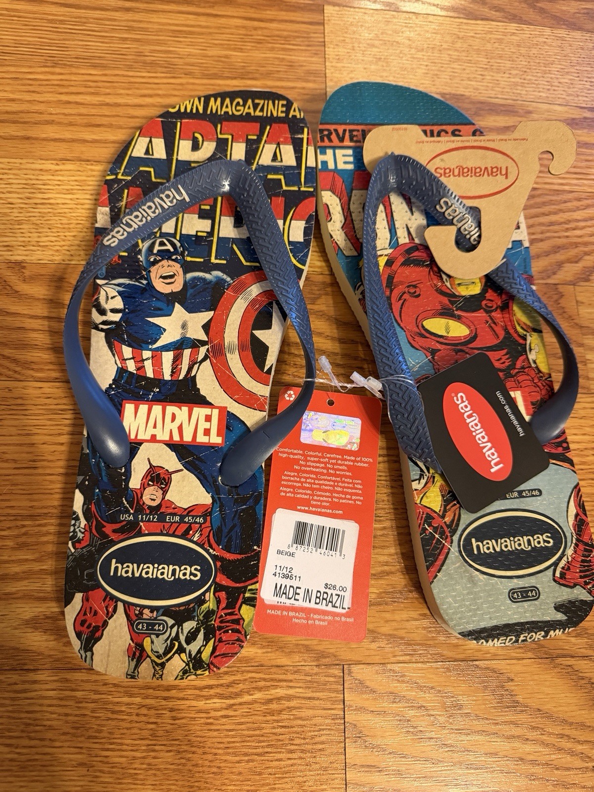 Havaianas Marvel Flip Flops NEW Captain America Iron Man Size Men’s US 11/12