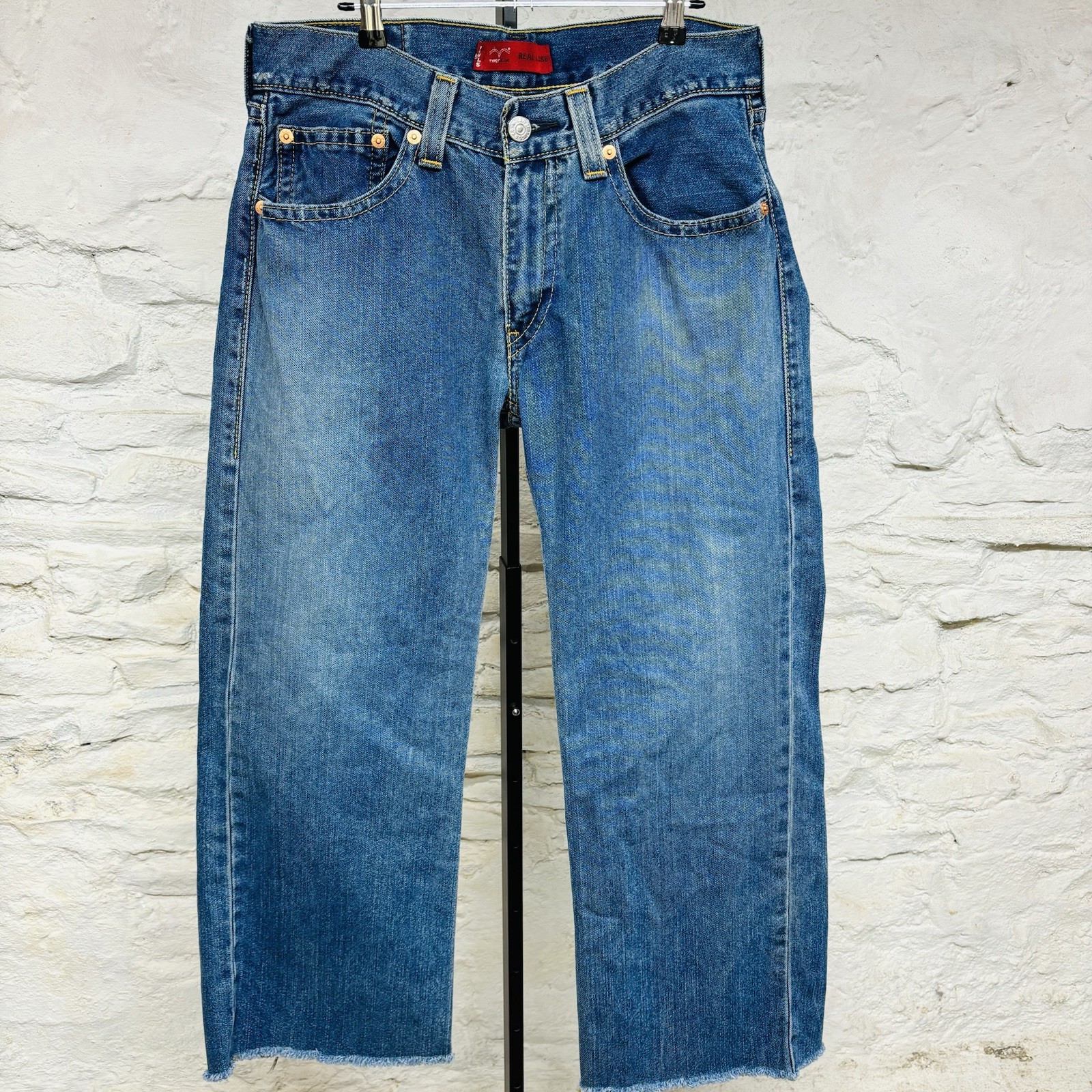 Levis Type 1 Jeans Baggy Real Loose Denim Cropped Raw Hem 32 Waist Vintage y2k