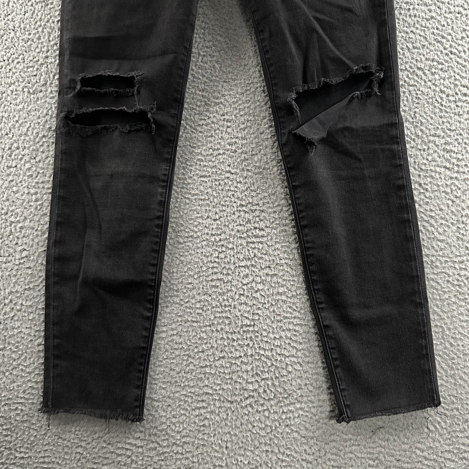 J Brand Womens Jeans Black Size 30 Mid Rise Crop Skinny Distressed Cotton Blend